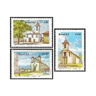 3 عدد  تمبر معماری به سبک باروک در میناس گرایس - برزیل 1982