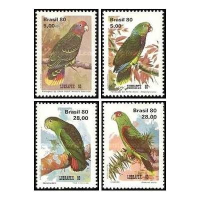 4 عدد  تمبر نمایشگاه تمبر پرتغالی-برزیلی "لوبراپکس 80" - لیسبون، پرتغال - طوطی ها - برزیل 1980