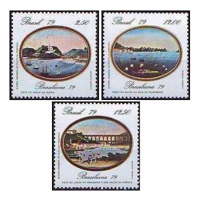 3 عدد  تمبر سومین نمایشگاه تمبر جهانی "برازیلیانا 79" - ریودوژانیرو، برزیل - نقاشی های لئاندرو ژواکیم - برزیل 1979