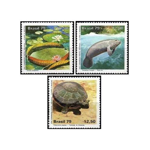 3 عدد  تمبر هجدهمین سالگرد کنگره U.P.U.  - پارک ملی آمازون - برزیل 1979 قیمت 4.3 دلار