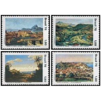 4 عدد  تمبر نقاشی های منظره - برزیل 1978