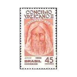 1 عدد  تمبر پست هوایی - "شورای واتیکان II" - برزیل 1966