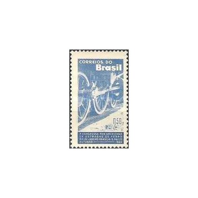 1 عدد  تمبر دهمین سالگرد کنگره راه آهن پان آمریکا - برزیل 1960