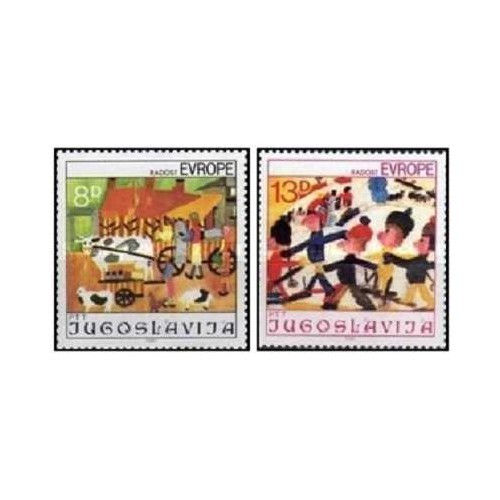 2 عدد  تمبر شادی اروپا - تابلو- یوگوسلاوی 1981