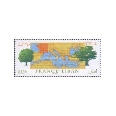 1 عدد تمبر دوستی مشترک با فرانسه  - لبنان 2008