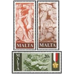 3 عدد تمبر حمایت از کارگران مالتی - مالت 1977