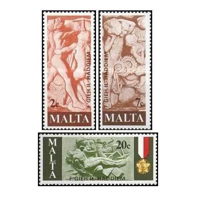 3 عدد تمبر حمایت از کارگران مالتی - مالت 1977