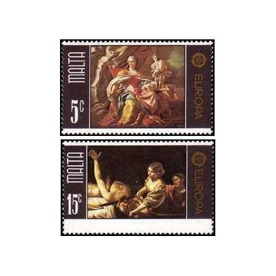 2 عدد تمبرمشترک اروپا - Europa Cept - نقاشی ها - مالت 1975