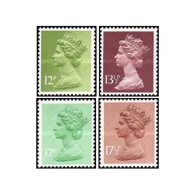 4 عدد تمبرسری پستی - ملکه الیزابت دوم -  12,13,17,17.5- انگلیس 1980