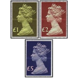 3 عدد تمبرسری پستی - ملکه الیزابت دوم - سری بزرگ - جمعا 8 پوند - انگلیس 1977 قیمت 22.5 دلار