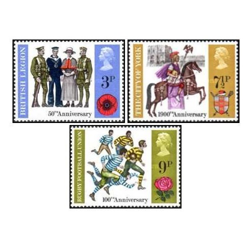 3 عدد تمبر سالگردها - انگلیس 1971 3 عدد تمبر سالگردها - انگلیس 1971