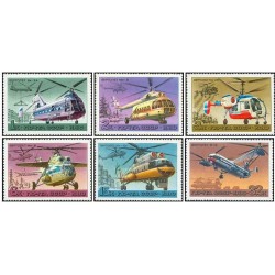 6 عدد تمبر تاریخچه ساخت هواپیماها - هلیکوپتر  - شوروی 1980