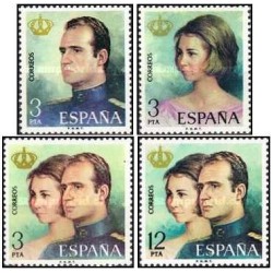 4 عدد تمبر جلوس پادشاه خوان کارلوس اول - اسپانیا 1975