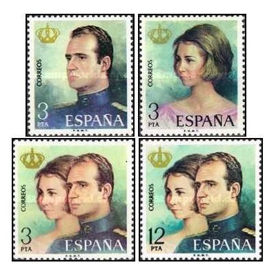 4 عدد تمبر جلوس پادشاه خوان کارلوس اول - اسپانیا 1975