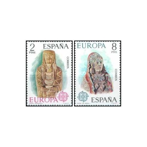 2 عدد تمبر مشترک اروپا - Europa Cept - مجسمه ها  - اسپانیا 1974