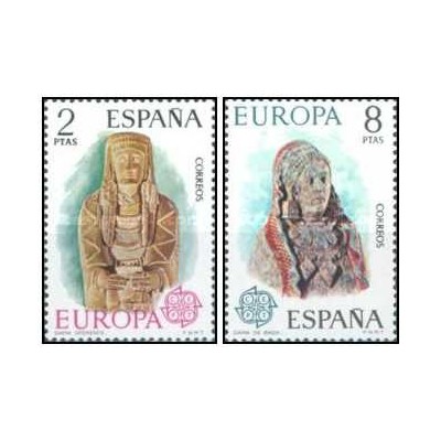 2 عدد تمبر مشترک اروپا - Europa Cept - مجسمه ها  - اسپانیا 1974
