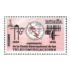 1 عدد تمبر صدمین سالگرد اتحادیه بین المللی مخابرات - UIT  - اسپانیا 1965