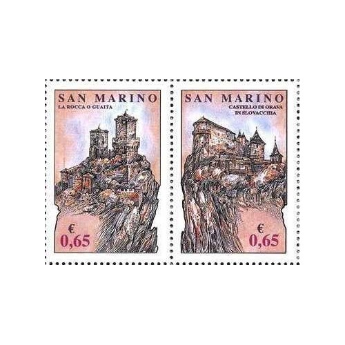 2 عدد تمبر مشترک با اسلواکی - قلعه ها - سان مارینو 2007 2 عدد تمبر مشترک با اسلواکی - قلعه ها - سان مارینو 2007