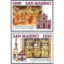 2 عدد تمبر هفتصدمین سالگرد باسیلیکا سانتا کروچه، فلورانس - سان مارینو 1995