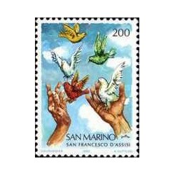 1 عدد تمبر هشتصدمین سالگرد تولد فرانسیس آسیزی - سان مارینو 1982