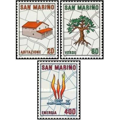 3 عدد تمبر طرح ملی توسعه شهری - سان مارینو 1981