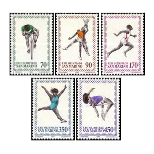 5 عدد تمبر بازی های المپیک - مسکو، اتحاد جماهیر شوروی - سان مارینو 1980
