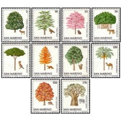 10 عدد تمبر حفاظت از محیط زیست - درختان و حیوانات  - سان مارینو 1979