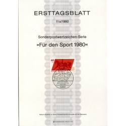 برگه اولین روز انتشار تمبرهای ورزشی - ب  - جمهوری فدرال آلمان 1980