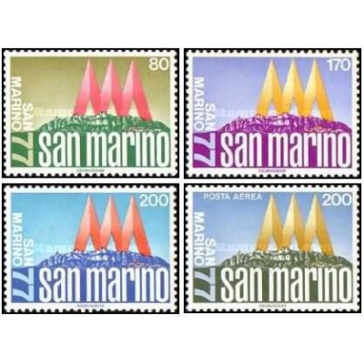 4 عدد تمبر نمایشگاه بین المللی فیلاتلیک "سان مارینو 77" - سان مارینو 1977