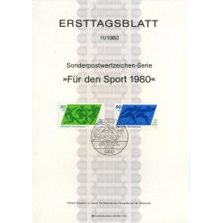 برگه اولین روز انتشار تمبرهای ورزشی  - جمهوری فدرال آلمان 1980