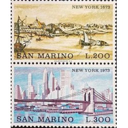 2 عدد تمبر شهرهای جهان، نیویورک - سان مارینو 1973 