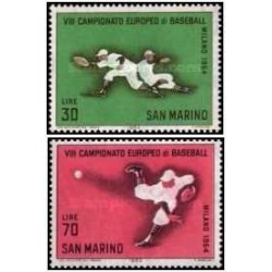 2 عدد تمبر قهرمانی بیسبال اروپا - سان مارینو 1964