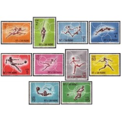10 عدد تمبر بازی های المپیک - توکیو 1964، ژاپن - سان مارینو 1963