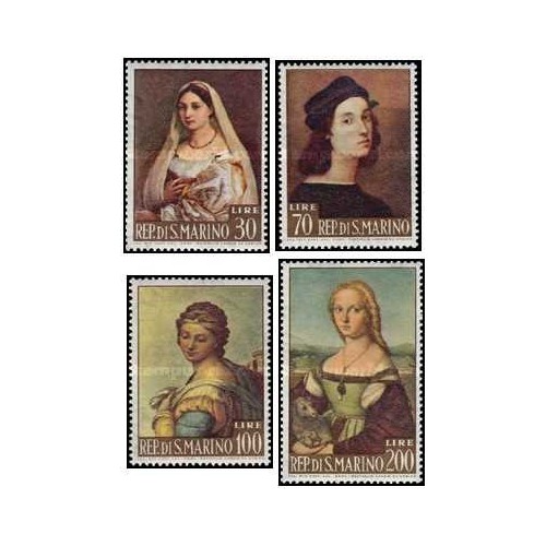 4 عدد تمبر نقاشی های رافائل - سان مارینو 1963