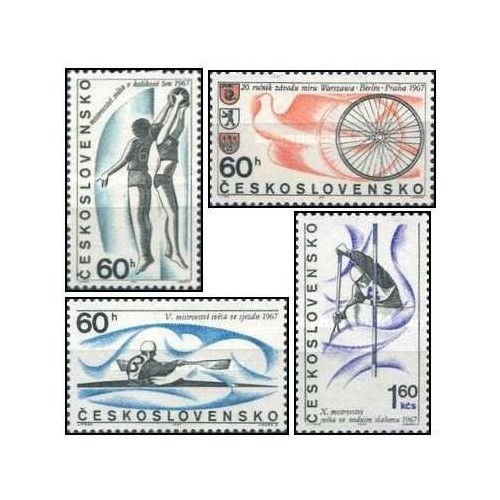 4 عدد تمبر رویدادهای ورزشی سال 1967 - چک اسلواکی 1967