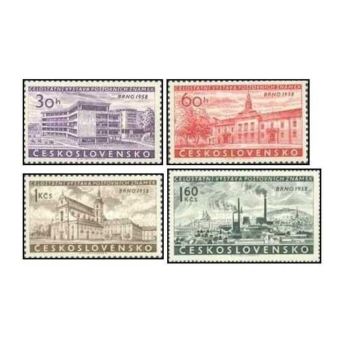 4 عدد تمبر نمایشگاه ملی تمبر، برنو - چک اسلواکی 1958 
