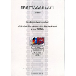 برگه اولین روز انتشار تمبر بیست و پنجمین سالگرد ورود جمهوری فدرال به ناتو - جمهوری فدرال آلمان 1980