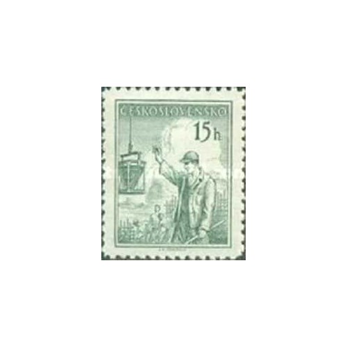 1 عدد تمبر سری پستی مشاغل - 15h- چک اسلواکی 1954