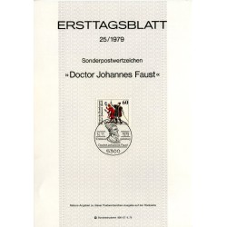 برگه اولین روز انتشار تمبر دکتر ع.س. جان فاوست - جمهوری فدرال آلمان 1979