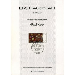 برگه اولین روز انتشار تمبر صدمین سالگرد تولد پل کلی، نقاش - جمهوری فدرال آلمان 1979