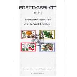 برگه اولین روز انتشار تمبرهای خیریه - میوه ها و آجیل های جنگلی - جمهوری فدرال آلمان 1979