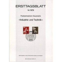 برگه اولین روز انتشار تمبر سری پستی صنعت و تکنیک - 150 و 180 - جمهوری فدرال آلمان 1979