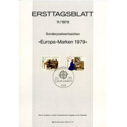 برگه اولین روز انتشار تمبرهای اروپا - پست و مخابرات - جمهوری فدرال آلمان 1979
