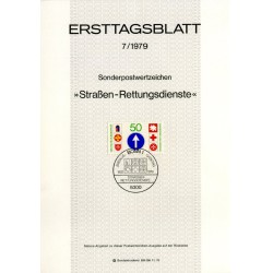 برگه اولین روز انتشار تمبر خدمات نجات در جاده - نشان - جمهوری فدرال آلمان 1979