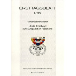 برگه اولین روز انتشار تمبر انتخابات پارلمان اروپا  - جمهوری فدرال آلمان 1979