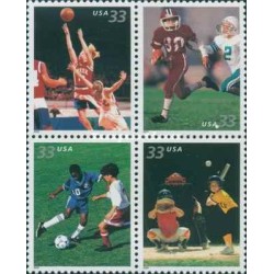 4 عدد تمبر ورزش تیمی - B - خودچسب - آمریکا 2000