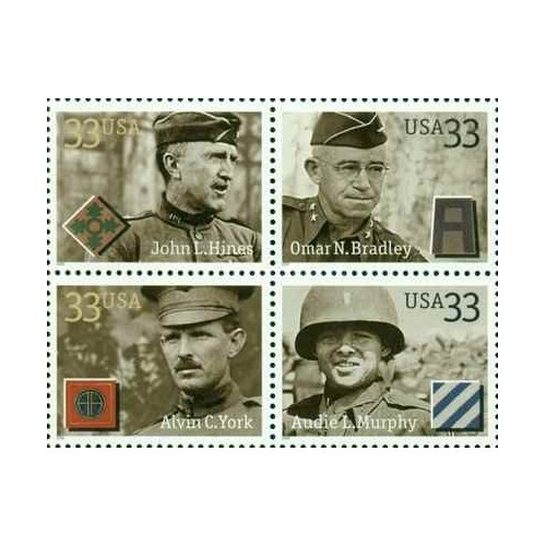 4 عدد تمبر سربازان - B - خودچسب - آمریکا 2000