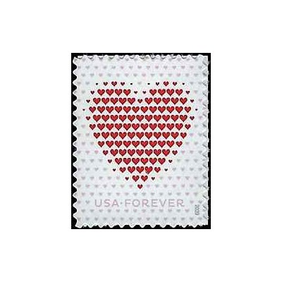 1 عدد تمبر ساخته شده از قلبها - خودچسب - آمریکا 2020