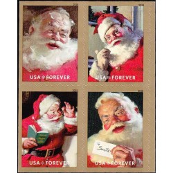 4 عدد تمبر کریسمس - بابانوئل های درخشان - خودچسب - آمریکا 2018