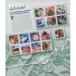 مینی شیت جشن قرن، دهه 1990 - در دهه پایانی، پایان جنگ سرد، رونق اقتصادی - آمریکا 2000 ارزش روی شیت 4.95 دلار